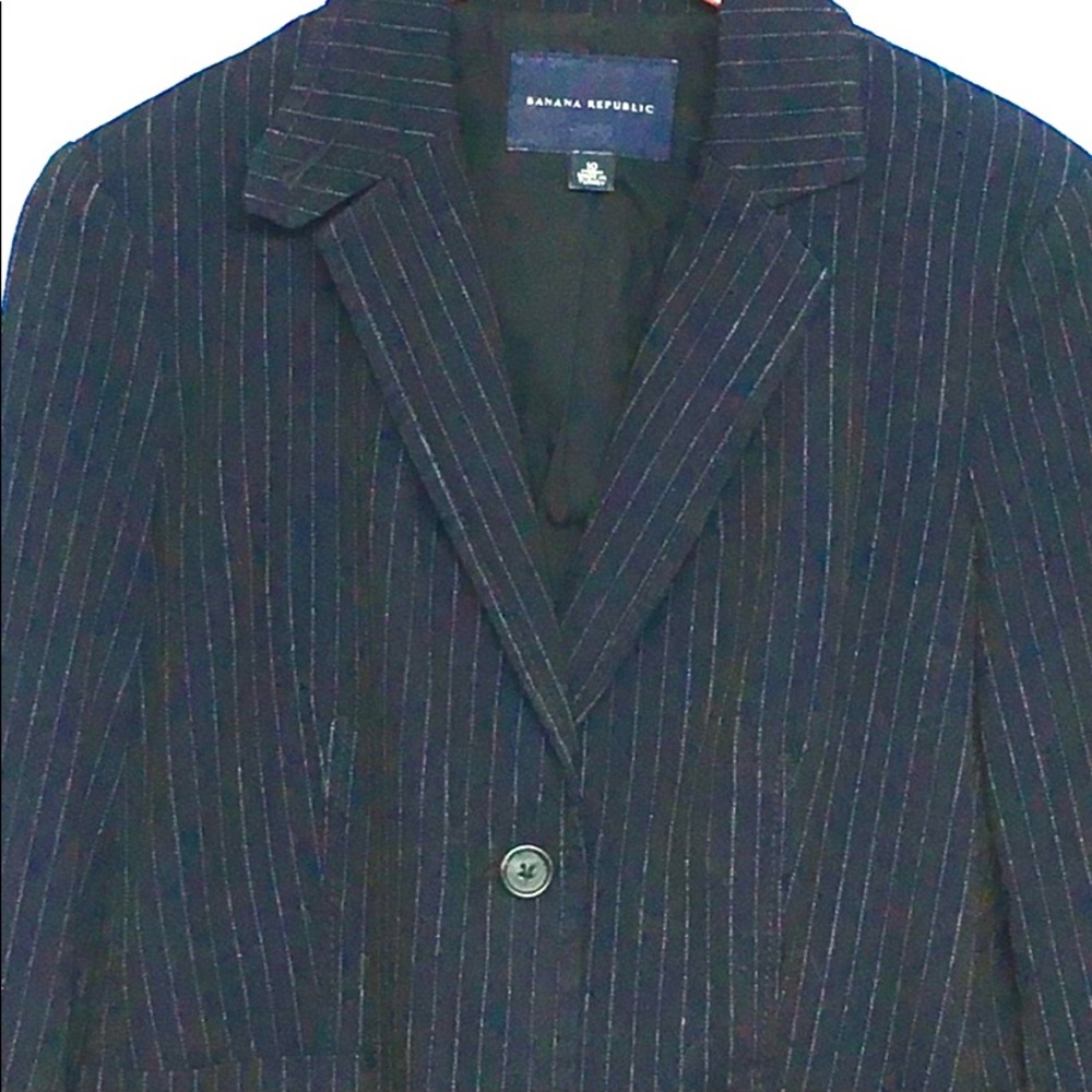 Banana Republic Blazer Pinstripe Wool Blend Sz 10